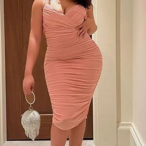 NEW Mauve Ruched bandage midi dress